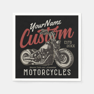 Personalised Motorcycle Rebel Cruiser Biker Garage Napkin