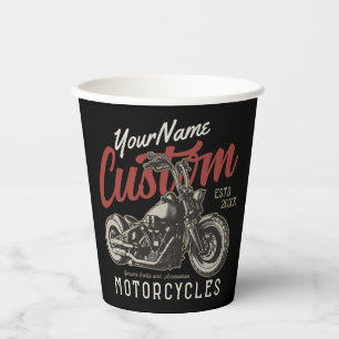 Personalised Motorcycle Rebel Cruiser Biker Garage Paper Cups