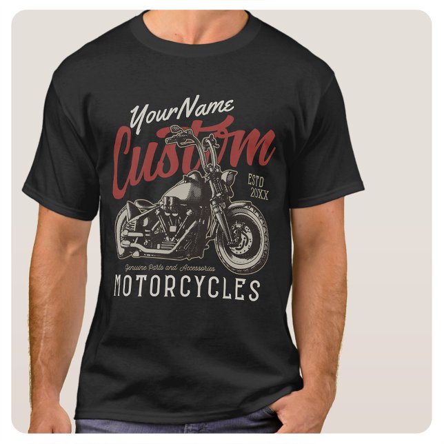 Personalised Motorcycle Rebel Cruiser Biker Garage T-Shirt (Creator Uploaded)