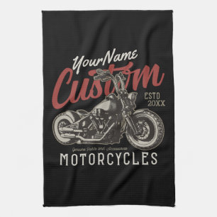 Personalised Motorcycle Rebel Cruiser Biker Garage Tea Towel