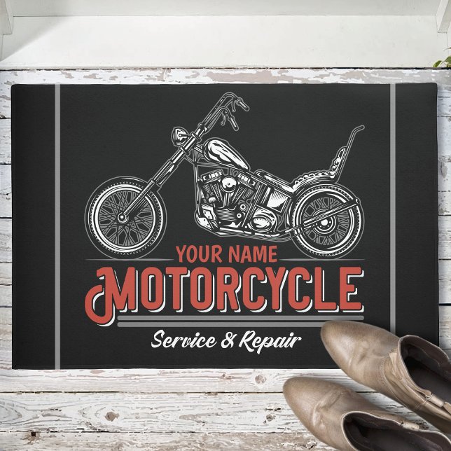 Personalised Motorcycle Service Biker Repair Shop  Doormat (Creator Uploaded)