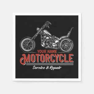 Personalised Motorcycle Service Biker Repair Shop Napkin
