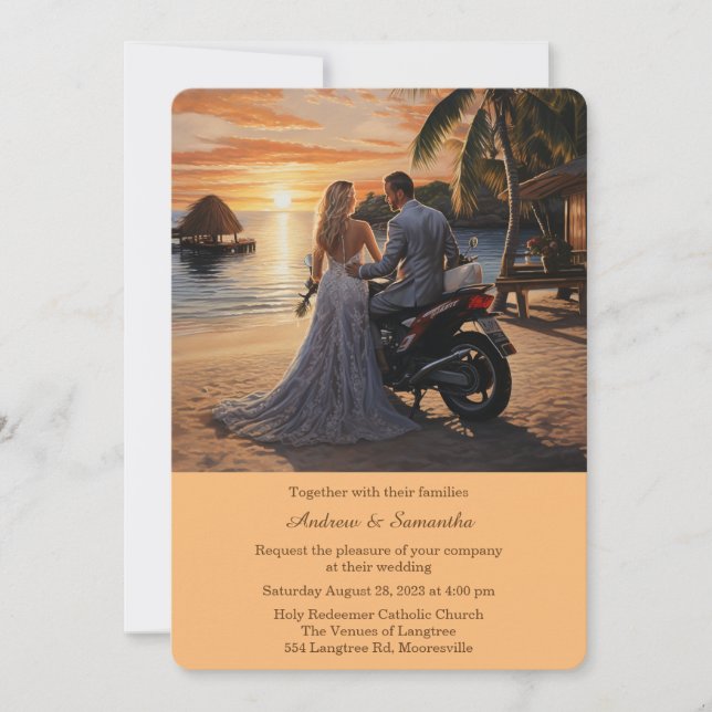 Personalised  Motorcycle Wedding  Invitation (Front)