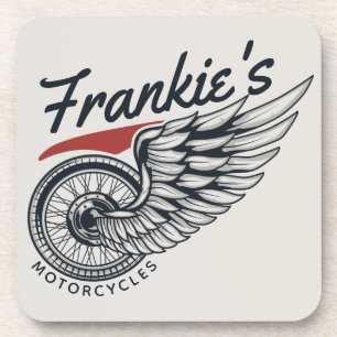 Personalised Motorcycles Flying Tire Biker Shop Coaster