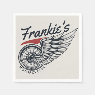Personalised Motorcycles Flying Tire Biker Shop Napkin