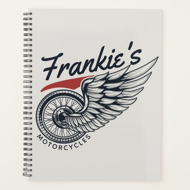 Personalised Motorcycles Flying Tire Biker Shop  Planner (Front)