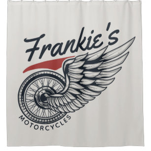 Personalised Motorcycles Flying Tire Biker Shop  Shower Curtain