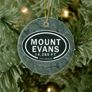 Personalised Mount Evans Colorado Rocky Mountain Ceramic Tree Decoration