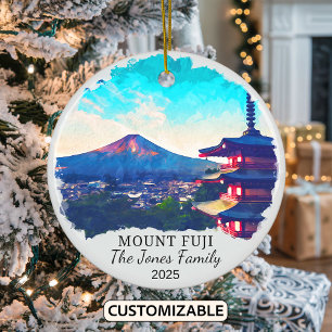 Personalised Mount Fuji Ornament, Japan Gift Ceramic Tree Decoration