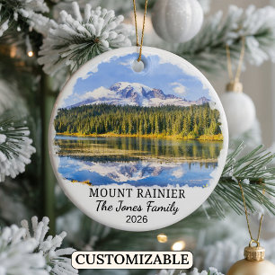 Personalised Mount Rainier National Park Washingto Ceramic Tree Decoration