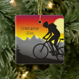 Personalised Mountain Bike Biking Christmas Ceramic Ornament