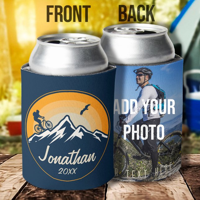 Personalised Mountain Biking Cyclist Road Bike Can Cooler (Creator Uploaded)