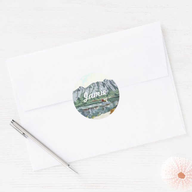 Personalised Mountain Classic Round Sticker (Envelope)