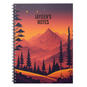 Personalised Mountain Landscape Sunset Notebook