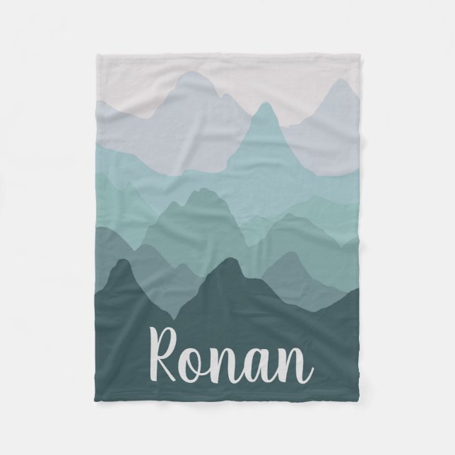 Personalised Mountain Range Fleece Blanket (Front)