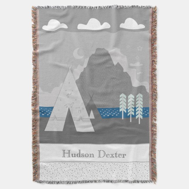 Personalised Mountain Teepee Blanket (Front Vertical)