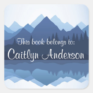 Personalised Mountains Bookplate Sticker
