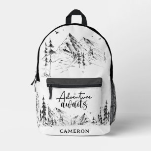 Personalised Mountains Nature Adventure Awaits Printed Backpack