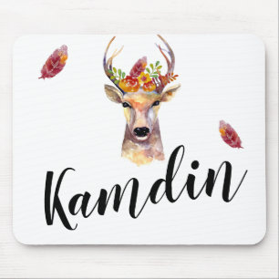 Personalised Mouse Pad boho deer Buck head Brownin