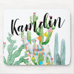 Personalised Mouse Pad Boho Llama Bohemian Cacti D