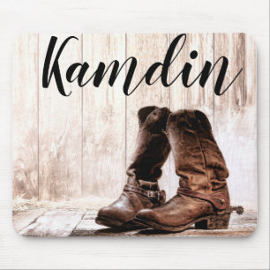 Personalised Mouse Pad Boots Country Rustic Wester