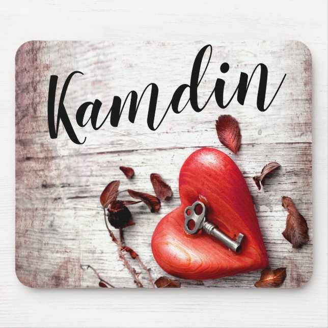 Personalised Mouse Pad Country Wood Key to my Hear (Front)