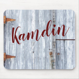 Personalised Mouse Pad White Wash Wood Barn Door C