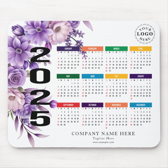 Personalised Mouse Pad with Full 2025 Calendar (Front)