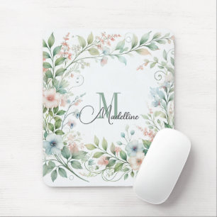 Personalised Mousepad with Wild Flowers   Initial