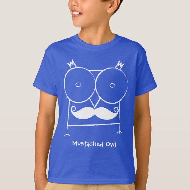 Personalised Moustached Owl ComfortSoft® T-Shirt (Front)