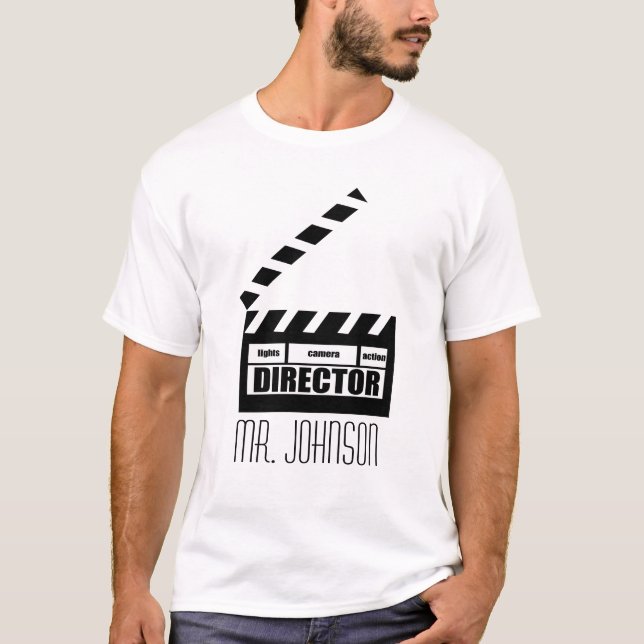 Personalised Movie Director Clapboard Gift T-shirt (Front)