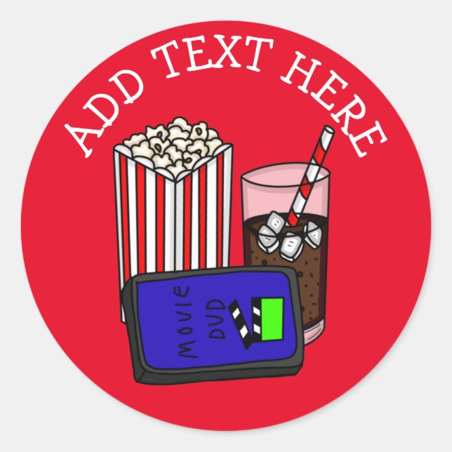 Personalised Movie Night Party Classic Round Sticker (Front)