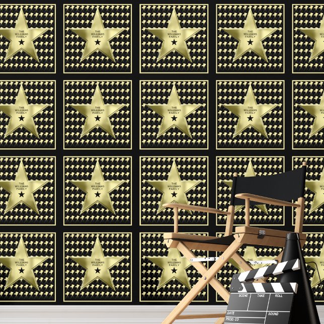 Personalised Movie Star Custom Name Home Theatre Wallpaper (The perfect custom wallpaper for home theaters, aspiring actors and movie buff's personal spaces,)