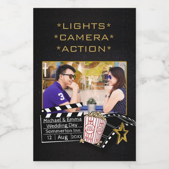 Personalised Movie Star Custom Photo Cinema Theme Food Label (Single Label)