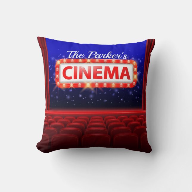 Personalised Movie Theatre Cinema Family Room Cushion (Front)