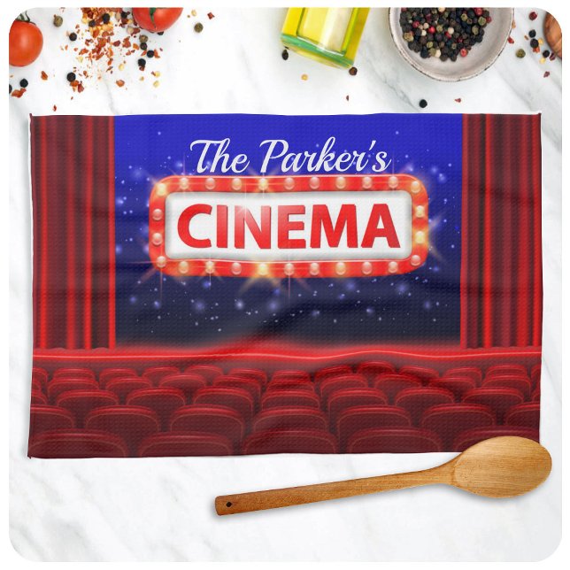 Personalised Movie Theatre Cinema Family Room Tea Towel (Creator Uploaded)