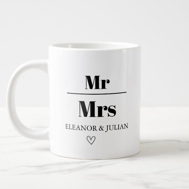 Personalised Mr and Mrs Mug Custom Couple Name Wed (Left)