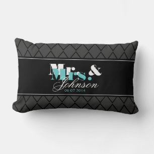 Personalised Mr and Mrs newlyweds lumbar pillow