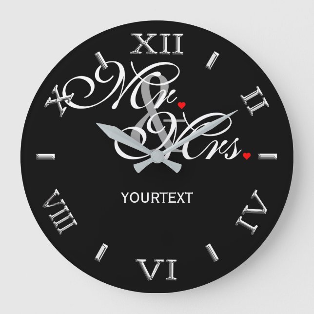 Personalised Mr. and Mrs. on a Large Clock (Front)