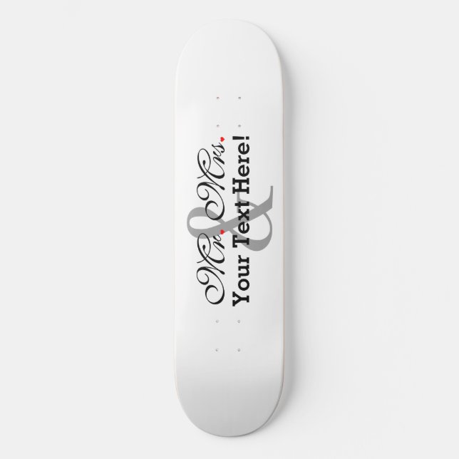 Personalised Mr. and Mrs. Plus Customisable Colour Skateboard (Front)