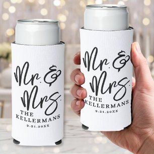 Personalised Mr. And Mrs. Wedding Seltzer Can Cooler