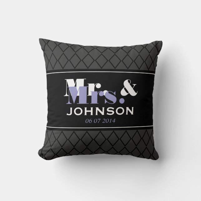 Personalised Mr and Mrs wedding throw pillow (Front)