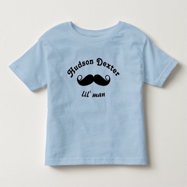 Personalised Mr. Moustache Hipster Black Toddler T-Shirt (Front)