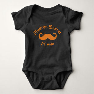 Personalised Mr. Moustache Hipster Coral Baby Bodysuit
