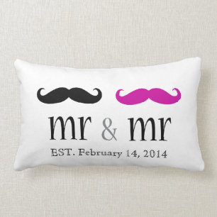 Personalised Mr. & Mr. Moustache Pillow