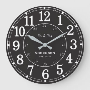 Personalised Mr & Mrs Family Name Wall Clock