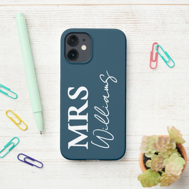 Personalised Mr. & Mrs. Gift for Newlyweds, Wife iPhone Case (On Desk)