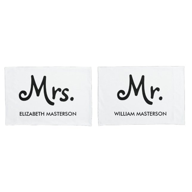 Personalised Mr Mrs Pillowcase (Front-Set)
