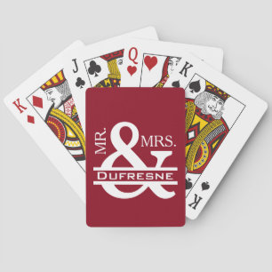 Personalised Mr & Mrs Red Playing Cards