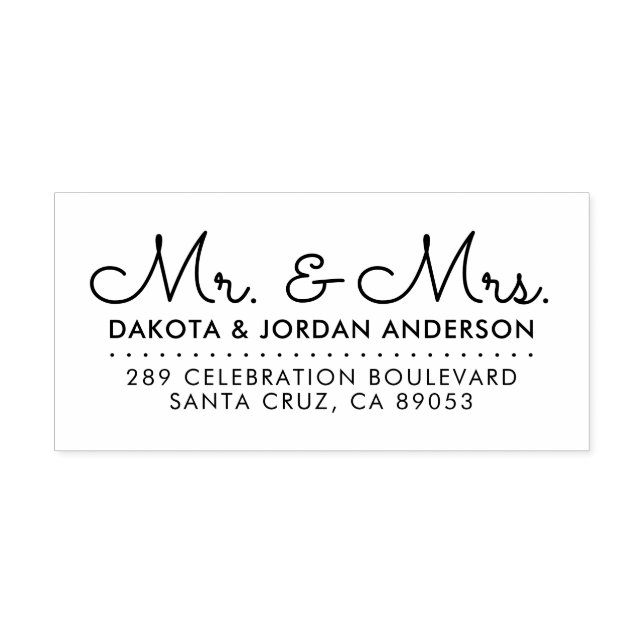 Personalised Mr & Mrs Script Wedding Return Addres Rubber Stamp (Imprint)